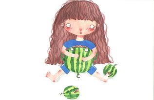 夏日吃瓜卡通,跟随卡通角色一起畅享甜蜜时光